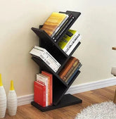 5-Layer Wooden Tree Bookshelf Organizer | Modern Office & Desktop Storage