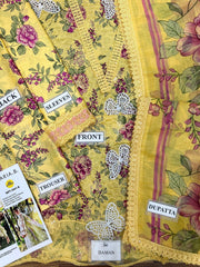 Maria B Butterfly MPT-2901 3 Piece Unstitched Lawn Suit with Embroidered Chiffon Dupatta