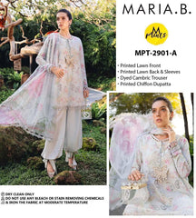 Maria B Butterfly MPT-2901 3 Piece Unstitched Lawn Suit with Embroidered Chiffon Dupatta