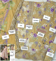 Maria B Butterfly MPT-2901 3 Piece Unstitched Lawn Suit with Embroidered Chiffon Dupatta