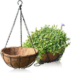 GEP 10″ Flowers Hanging Basket Metal frame coco coir Liner for Outdoor Garden & Home Décor Black
