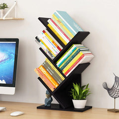 5-Layer Wooden Tree Bookshelf Organizer | Modern Office & Desktop Storage