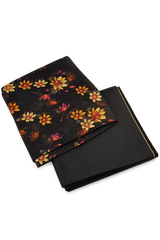 Black Floral 2 Piece Lawn Suit for Women | Digital Printed Lawn Shirt with Plain Dyed Trouser | Summer Collection