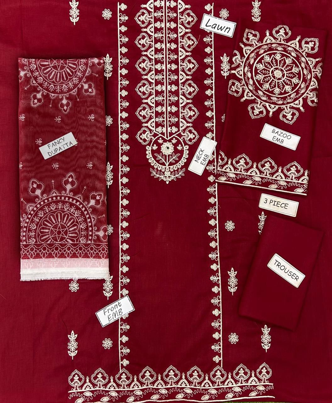 Aneela Summer Collection 2026 3 Piece Unstitched Embroidered Lawn Suit with Digital Printed Dupatta