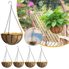 GEP 10″ Flowers Hanging Basket Metal frame coco coir Liner for Outdoor Garden & Home Décor Black