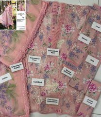 Maria B Butterfly MPT-2901 3 Piece Unstitched Lawn Suit with Embroidered Chiffon Dupatta