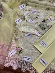 ELAF Chikankari Collection 3 Piece Unstitched Lawn Suit with Khaddi Net Dupatta – Heavy Embroidered