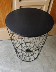 Metal Wire Removable Wooden Top Coffee Table
