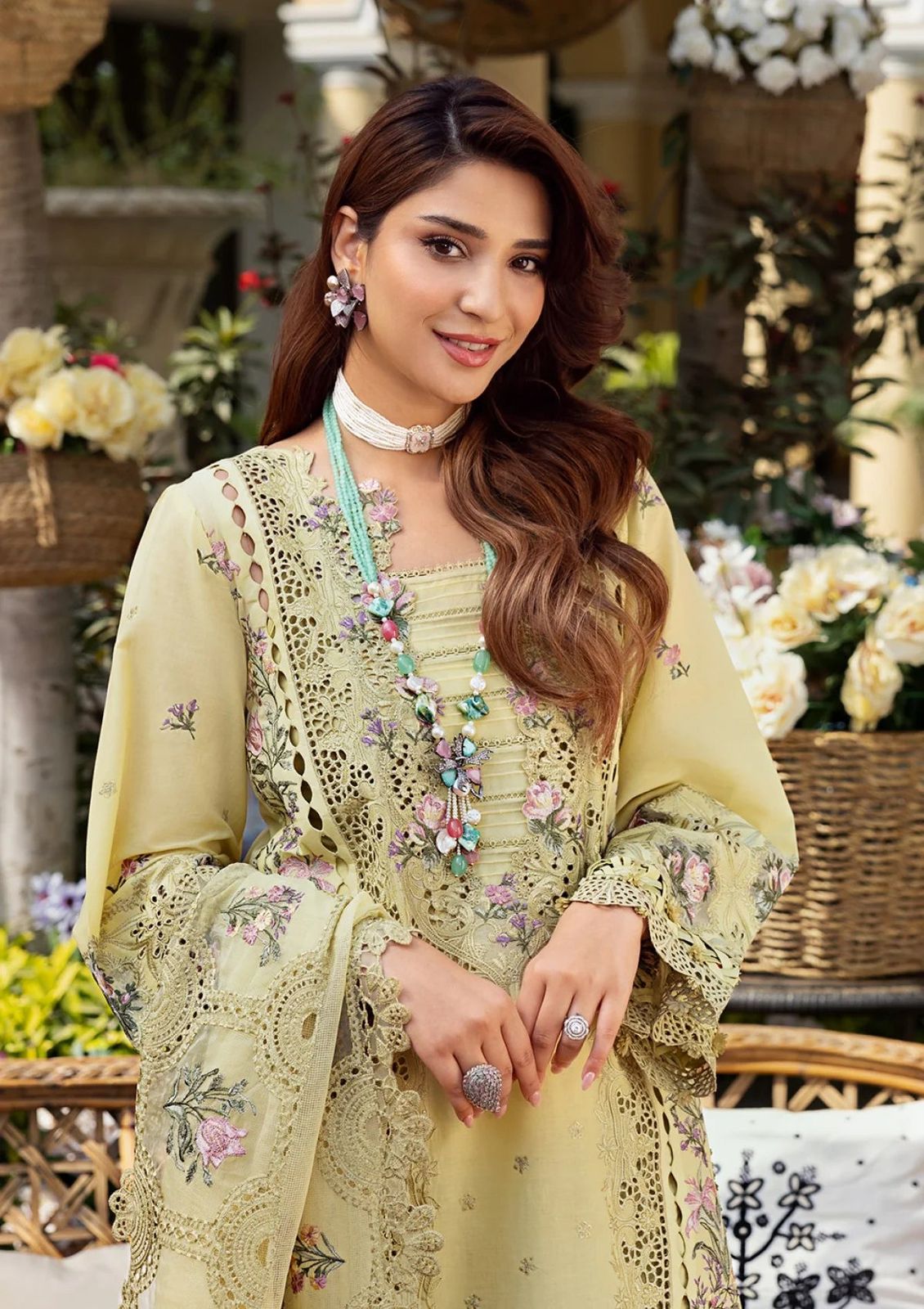 ELAF Chikankari Collection 3 Piece Unstitched Lawn Suit with Khaddi Net Dupatta – Heavy Embroidered